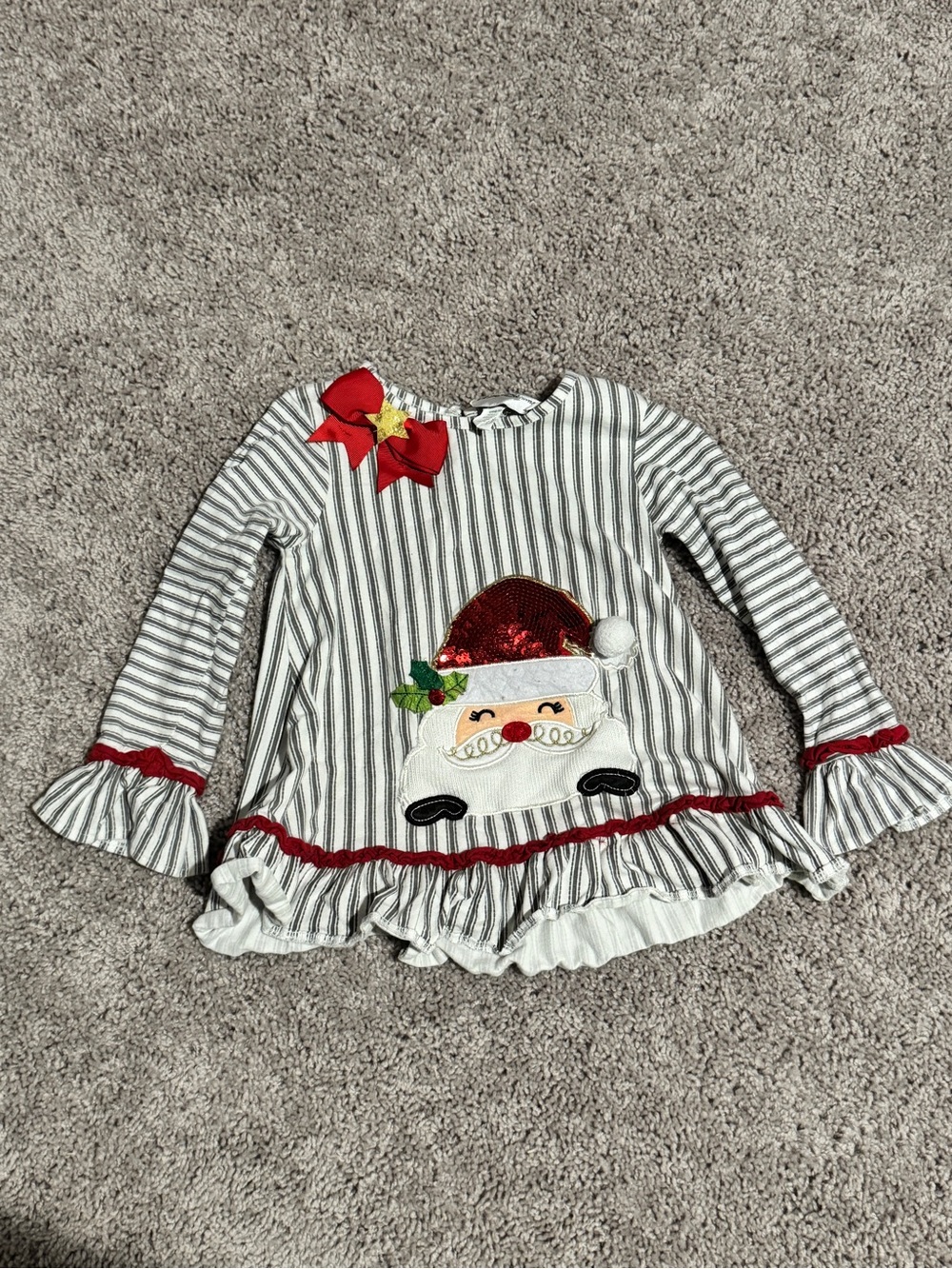 Kids Holiday Santa Striped Tunic